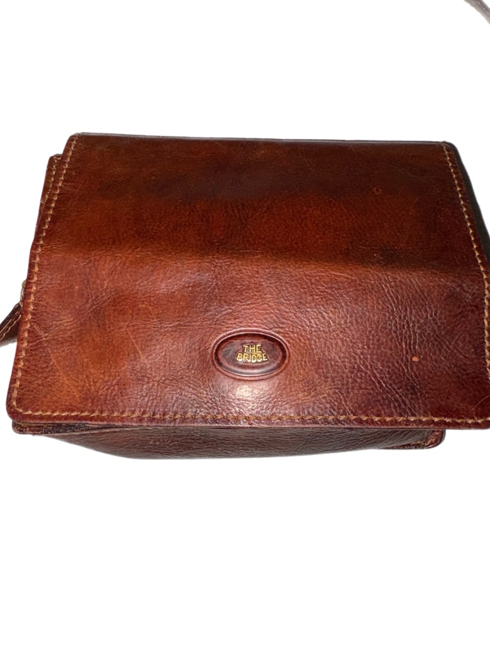 Vintage The Bridge Italian Cognac Leather Crossbody Bag Flap Saddle Purse